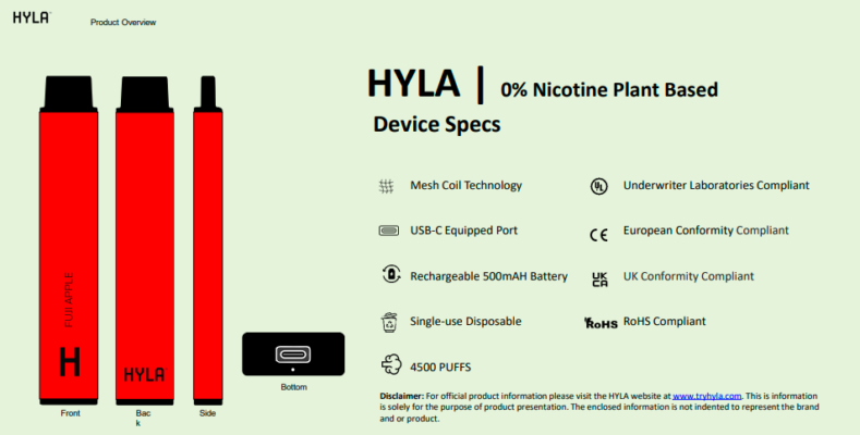HYLA DOPA ZERO NICOTINE VAPE 4500 PUFFS gen vape Dubai