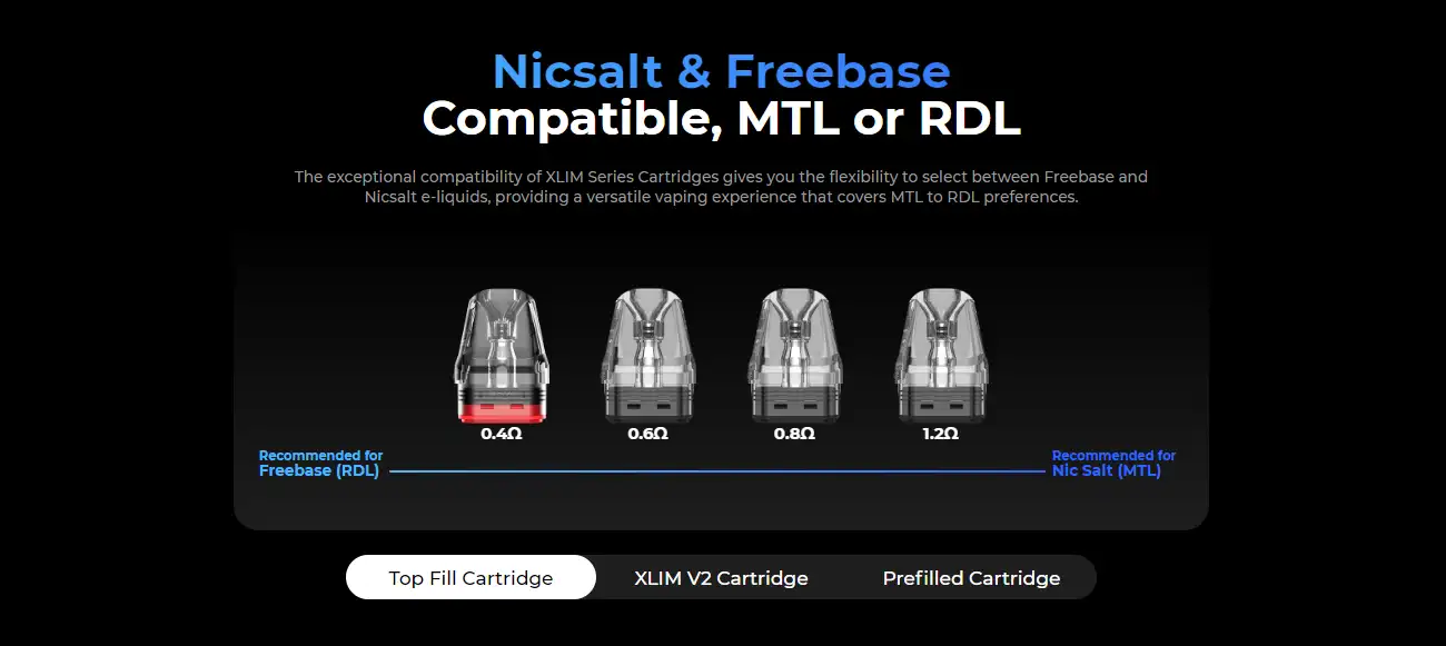 OXVA XLIM SE 2 POD KIT VERSION 2 COMAPTIBLE PODS