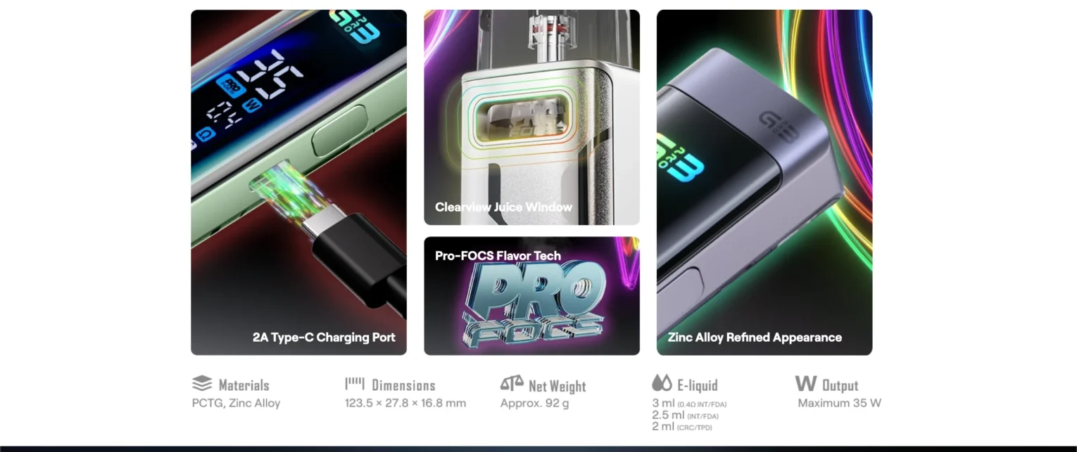 UWELL CALIBURN G3 PRO KIT SPECIFICATION IMAGE