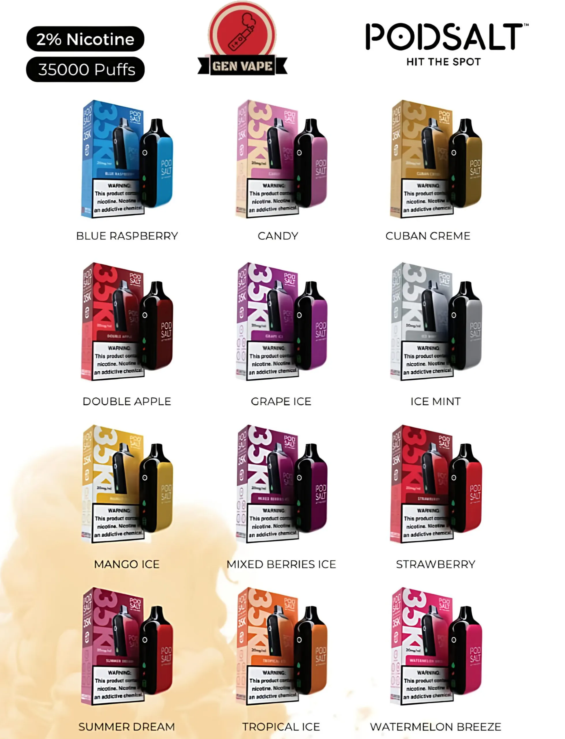 Pod Salt 35000 Puffs 20mg Disposable Vape Flavors Image Gen Vape Dubai Pod Salt 35000 Puffs 20mg Disposable Vape Flavors Image Gen Vape Dubai